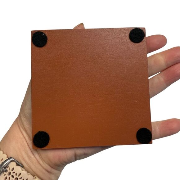 Pier 1 Imports Hand Painted Glass Top Wooden Coasters Set of Four in Box - Picture 8 of 16